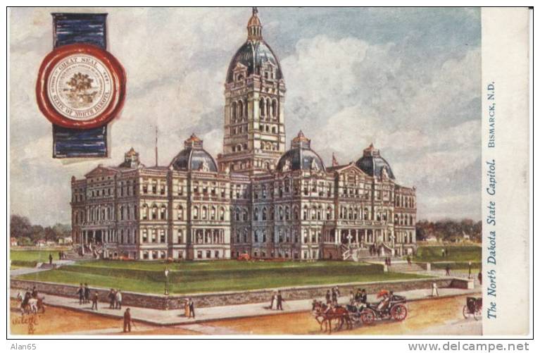 Bismark ND North Dakota, State Capitol Building, Architecture, On C1900s Vintage Tucks Postcard - Bismark