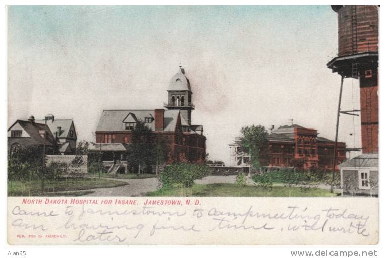 Jamestown ND North Dakota, Hospital For The Insane, Mental Hospital, On C1900s Vintage Postcard - Jamestown