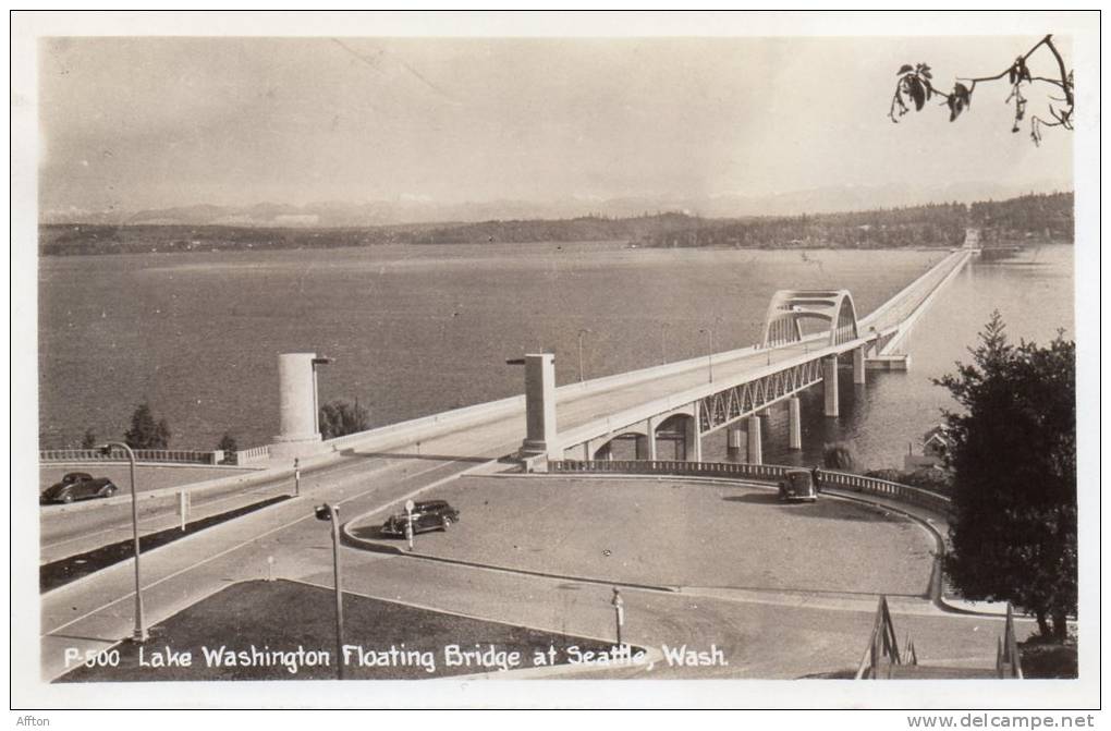 Seattle WA Lake Washington Floating Bridge Old Real Photo Postcard - Seattle