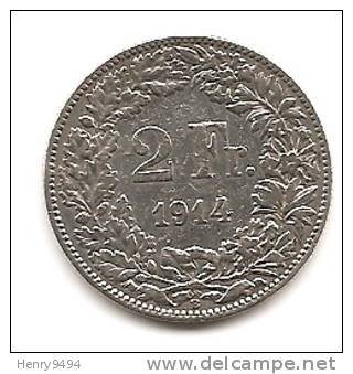 Lot Pièce 2 Francs Suisse Argent 1914 - Otros & Sin Clasificación