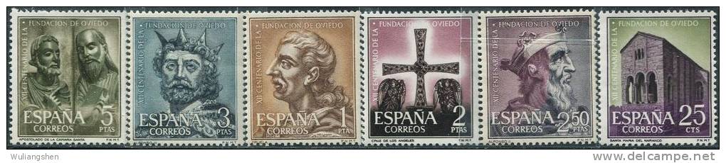 SP1558 Spain 1961 Oviedo Construction King Statue 6v MNH - Unused Stamps