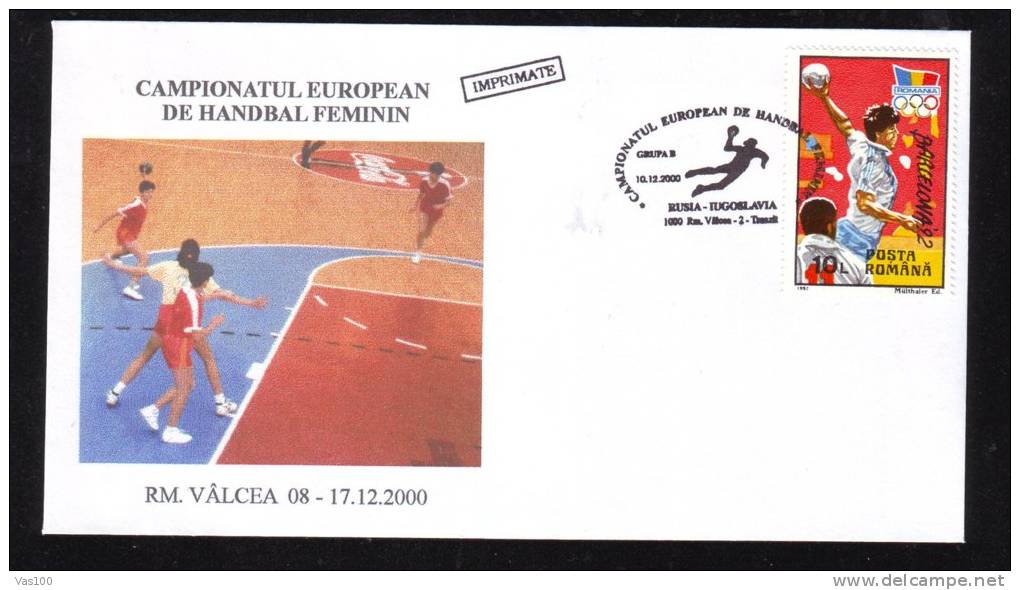 Women´s Handball European Championship,2000,MATCH ;RUSSIA - JUGOSLAVIA ,SPECIAL CACHET ON COVER ROMANIA. - Hand-Ball