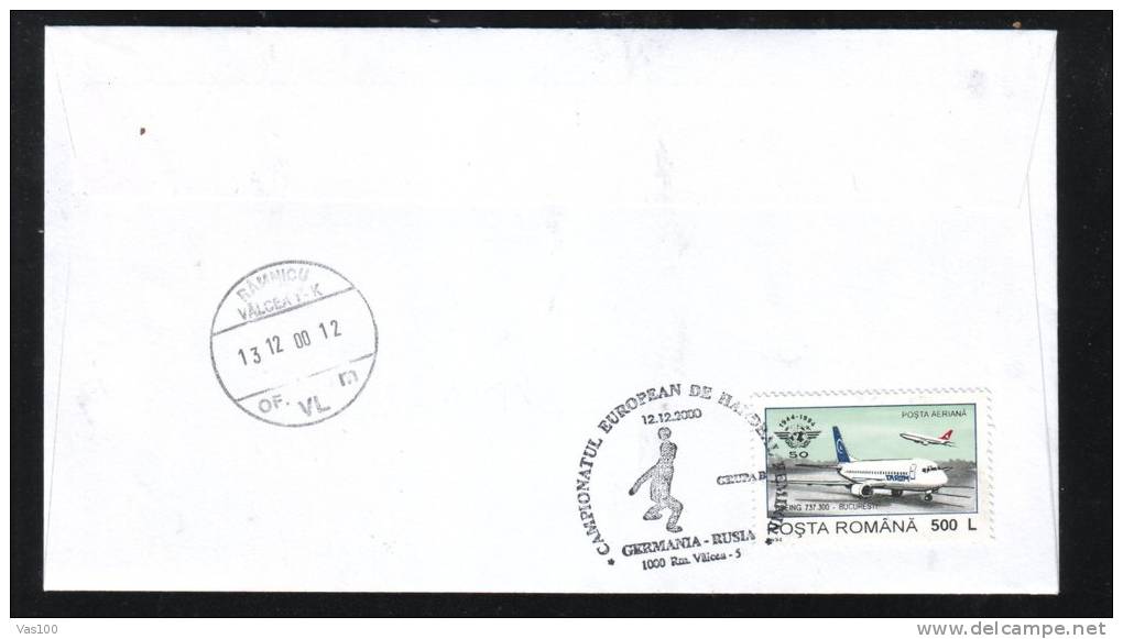 Women´s Handball European Championship,2000,MATCH ;GERMANIA - RUSSIA ,SPECIAL CACHET ON COVER ROMANIA. - Handball