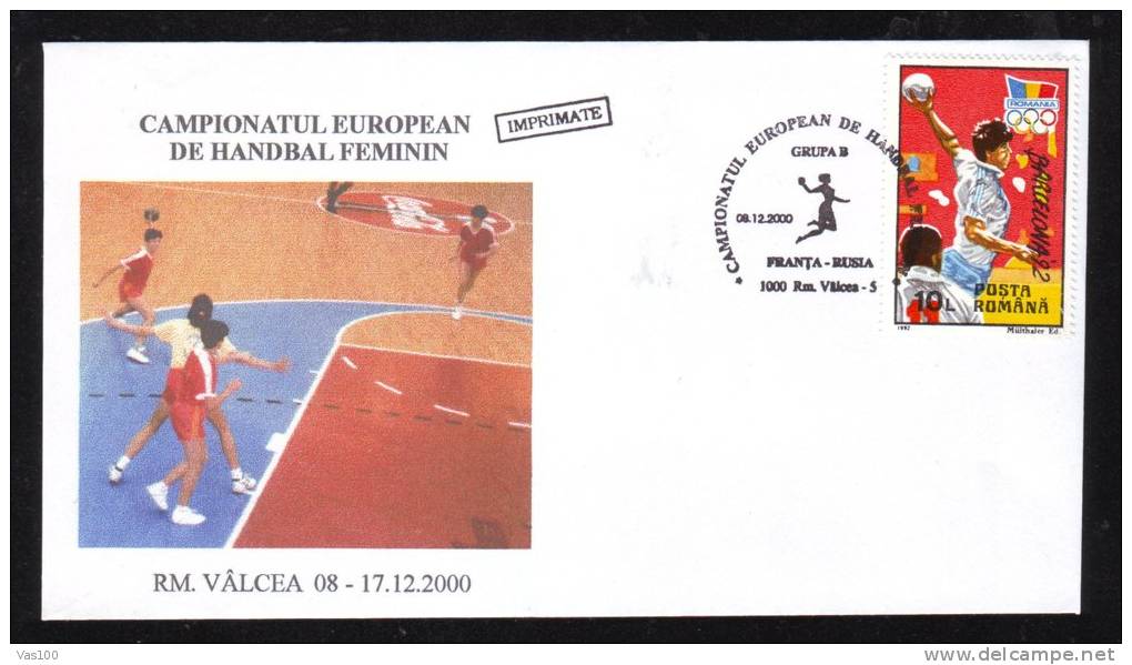 Women´s Handball European Championship,2000,MATCH ; FRANCE - RUSSIA,SPECIAL CACHET ON COVER ROMANIA. - Hand-Ball