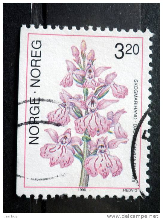 Norway - 1990 - Mi.nr.1040 - Used - Orchids - Flowers - Spotted Orchid - Dactylorhiza Fuchsii - Definitives - Used Stamps