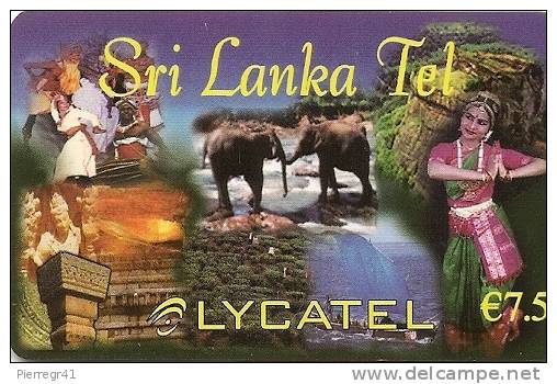 CARTE-PREPAYEE-7.5€-LYCAT EL-SRI LANKA-ELEPHANTS Et DANSEUSE-V°ROUGE -TB E- - Other & Unclassified