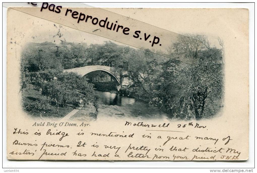 - Auld Brig O' Doon, Ayr - 1902, Précurseur, écrite, Petit Format, Cachet Splendide, Timbre Ancien, Bon état. - Ayrshire