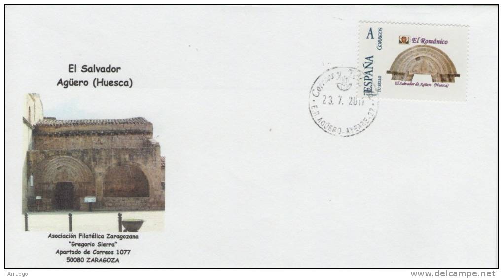 SPAIN. COVER EL SALVADOR CHURCH. AGUERO (HUESCA). "TU SELLO". CUSTOM STAMP - Storia Postale