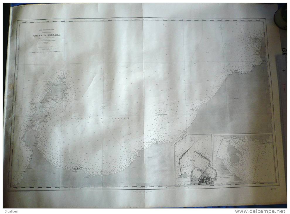 CARTE MARINE / 1956 / SARDAIGNE - GOLFE D'ASINARA / 106 X 75 Cm / ASSEZ BON ÉTAT - Cartes Marines