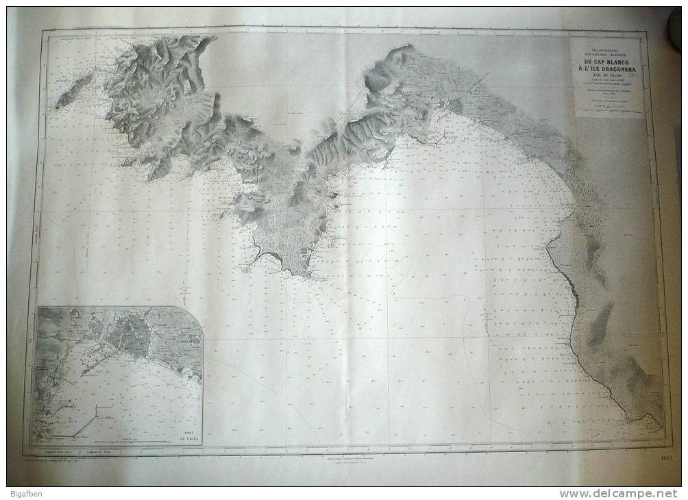 CARTE MARINE / 1958 / ESPAGNE BALÉARES, MAJORQUE Du CAP BLANCO à L'ILE DRAGONERA, BAIE DE PALMA / 105 X 74,5 Cm / TBE - Seekarten