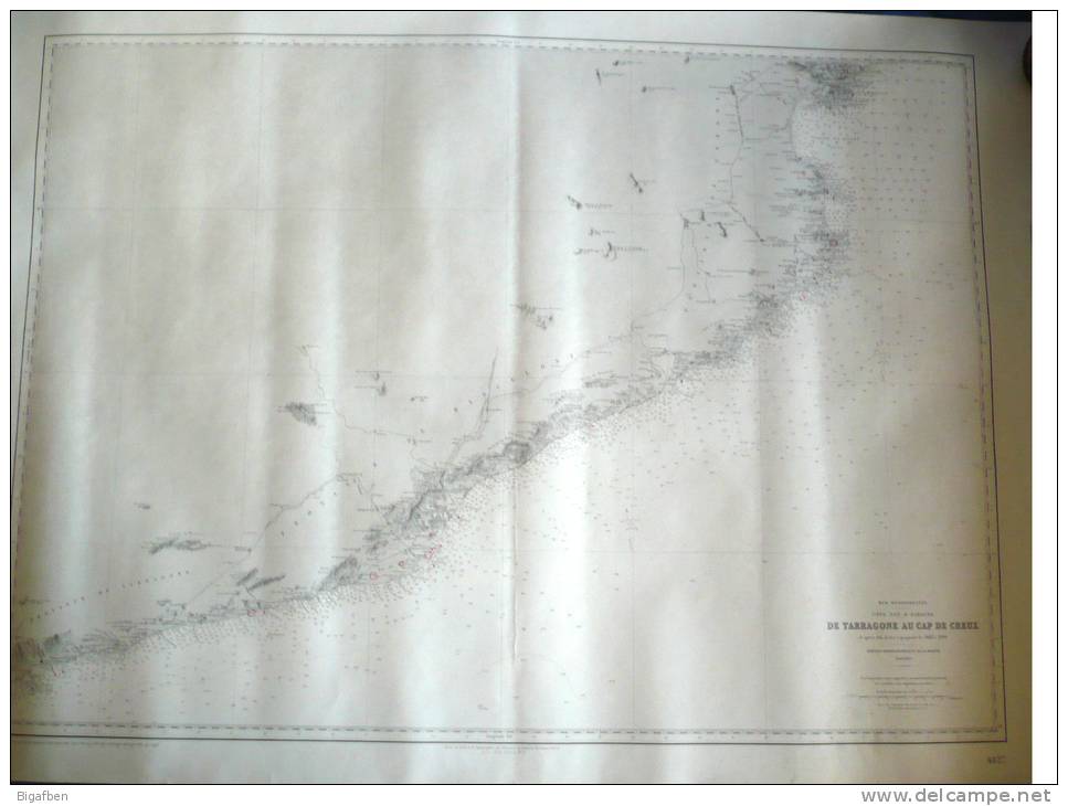 CARTE MARINE / 1939 / CÔTE EST D' ESPAGNE, De TARRAGONE Au CAP DE CREUX / 105 X 74,5 Cm / TBE - Nautical Charts