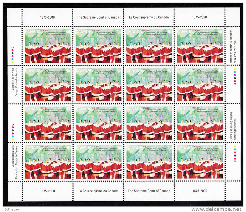 Canada MNH Scott #1847 Sheet Of 16 46c The Supreme Court Of Canada 125th Anniversary - Feuilles Complètes Et Multiples