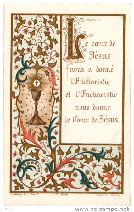 Image Pieuse - L'Eucharistie - Le Coeur De Jésus  - Souvenir De 1ère Communion 1898 - Jaus_V1 - Devotion Images