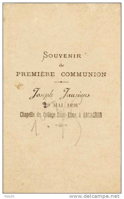 Image Pieuse - L'Eucharistie - Le Coeur De Jésus  - Souvenir De 1ère Communion 1898 - Jaus_V1 - Devotieprenten