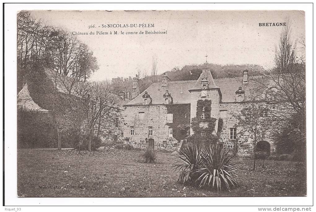 366 - St-NICOLAS-DU-PELEM. Château Du Pèlem à M. Le Comte De BOISBOISSEL - Saint-Nicolas-du-Pélem