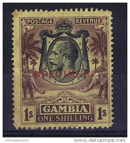 Gambia 1922, SG 134 1 Sh, Surcharged Specimen, MNH - Gambie (...-1964)