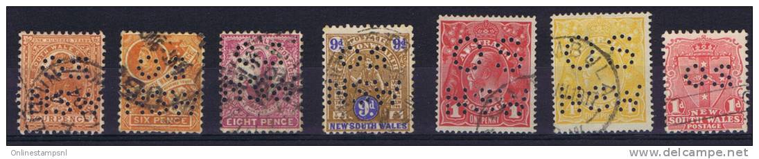 New South Wales, Perforation O.S. + NSW , Set Of 7 - Gebruikt