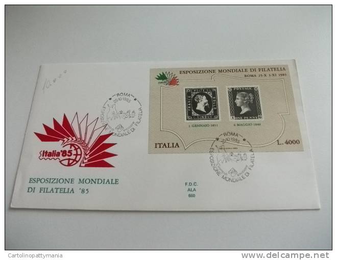 Esposizione Mondiale Filatelica Foglietto Con Penny Black 1985 - 1981-90: Storia Postale