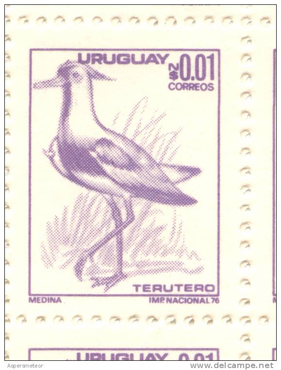 TERUTERO TERO PAJARO OISEAUX AVE 1976 DIBUJANTE MEDINA URUGUAY MNH - Autres & Non Classés