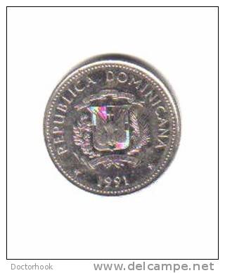 DOMINICAN REPUBLIC   25  CENTAVOS  1991  (KM # 71.1) - Dominicaine