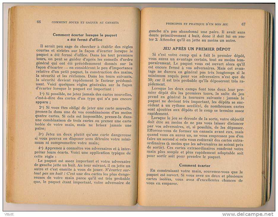 Comment Jouer Et Gagner Au Canasta (1949) Par Ely Culbertson, Traduction Pierre Coutelan, 128 Pages, Edit. Albin Michel - Jeux De Société