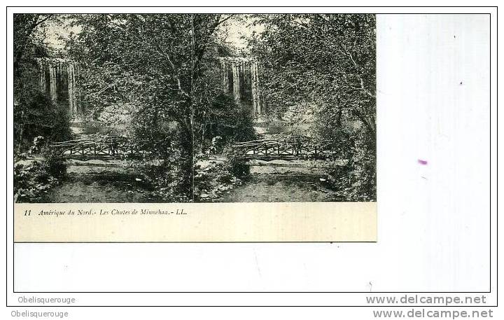 SERIE AMERIQUE DU NORD  CHUTE DE MINNEHAA CARTE STEREO 1905 TOP N ° 11 - Autres & Non Classés