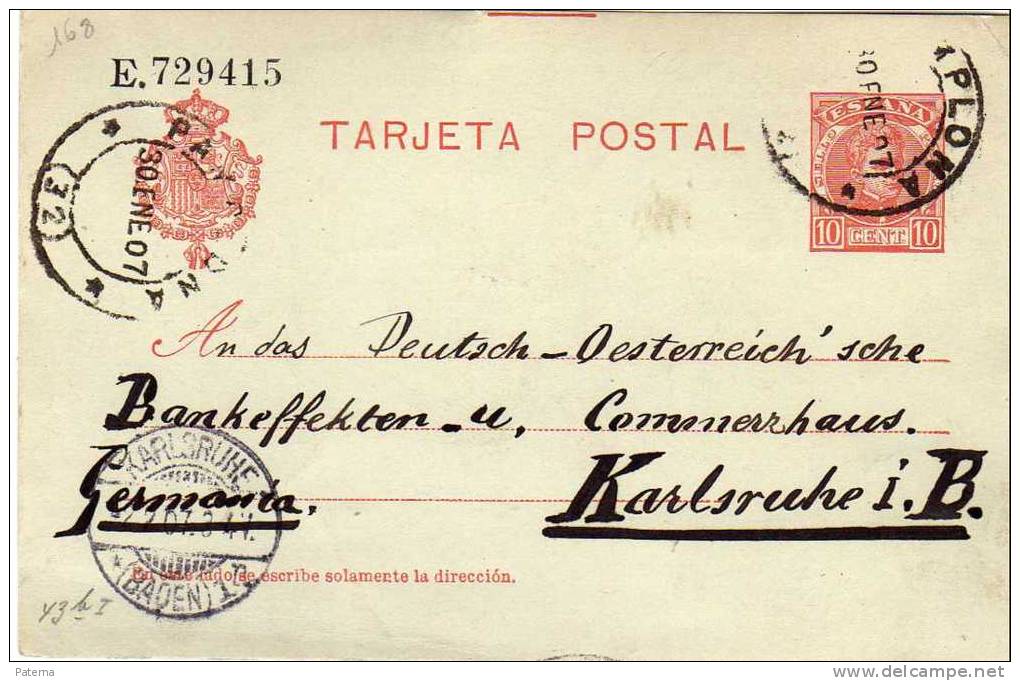 3546  Entero Postal Pamplona 1907, - 1850-1931