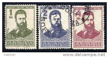 BULGARIA 1926 Botev Set  Used.  Michel 196-98 - Gebraucht