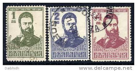 BULGARIA 1926 Botev Set  Used.  Michel 196-98 - Used Stamps