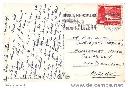 1955 SWISS SLOGAN -INTERNAT MUSIC FESTWOCHEN - Postmark Collection