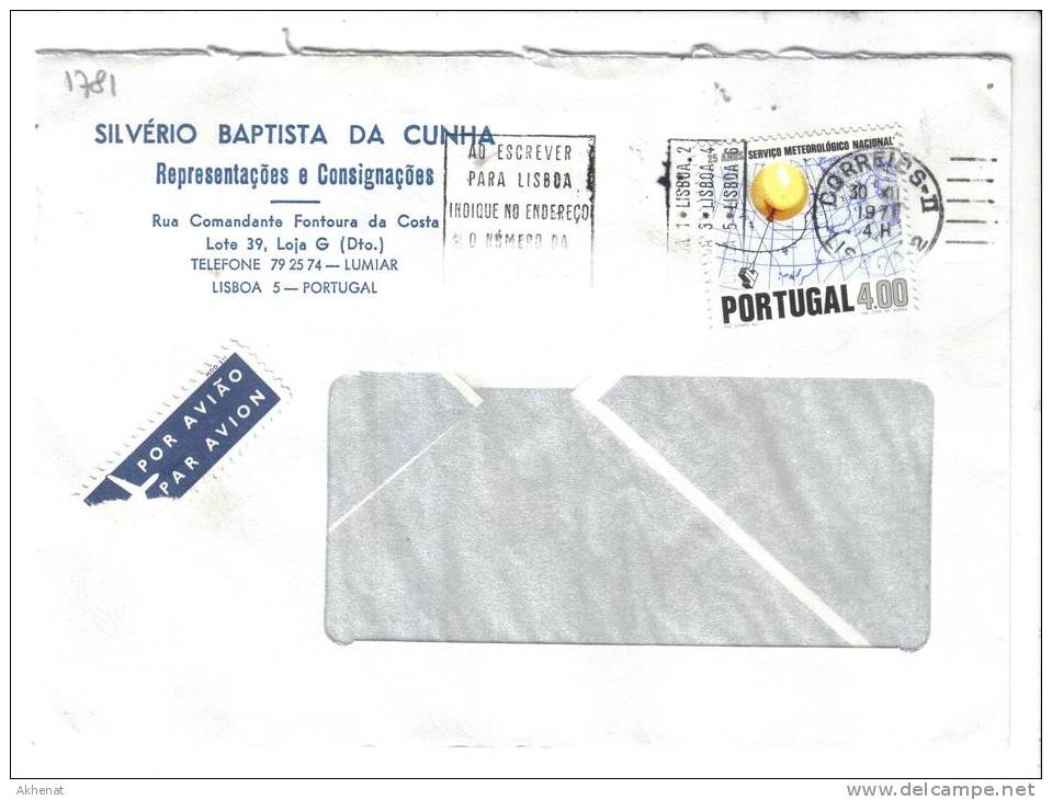VER1781 - PORTOGALLO , Lettera Commerciale Per L' Italia  30/12/1971 - Cartas & Documentos