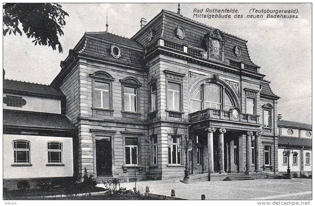 Bad Rothenfelde (Teutoburgerwald) Mittelgebäude Des Neuen Badehauses, Gelaufen 1909 - Bad Rothenfelde