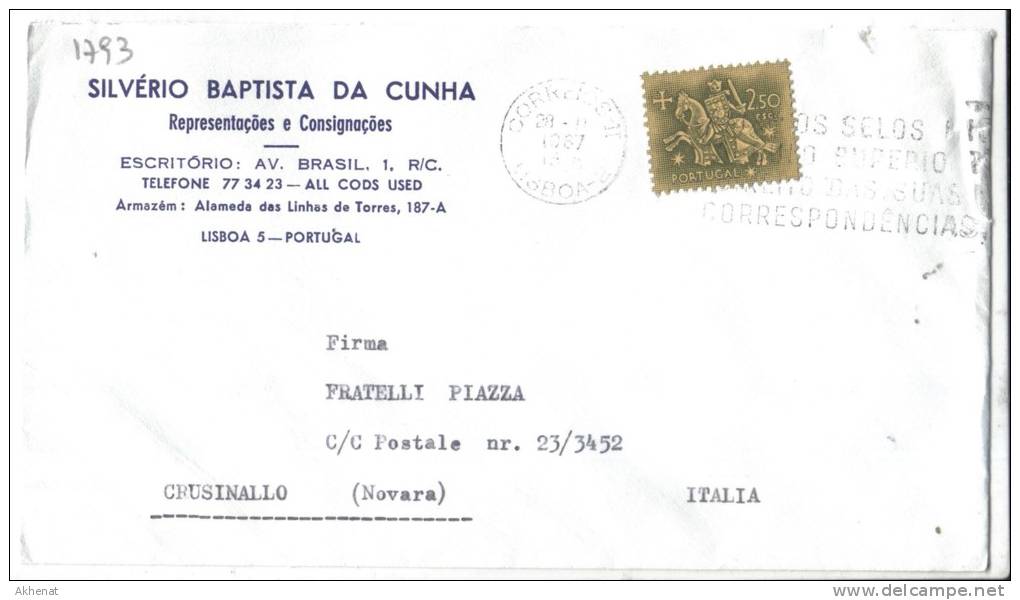 VER1793 - PORTOGALLO , Lettera Commerciale Per L' Italia   1967 - Brieven En Documenten