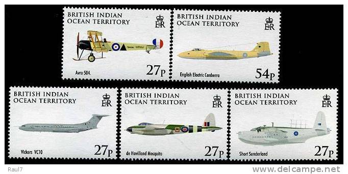 B.I.O.T. 2008 - 90e Ann De La R.A.F. Avions De Combat - 5 Val Neufs // Mnh - Territoire Britannique De L'Océan Indien