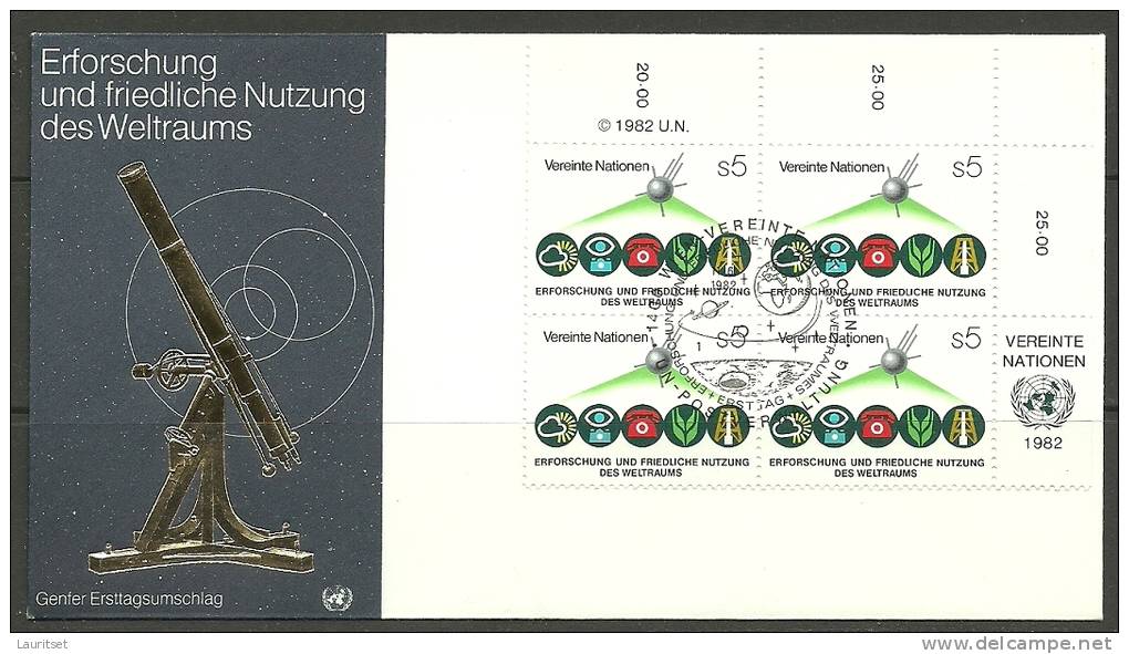 United Nations Wien 1982 FDC Naciones Unidas UN Erforschung  Nutzung Des Weltraums - Lettres & Documents