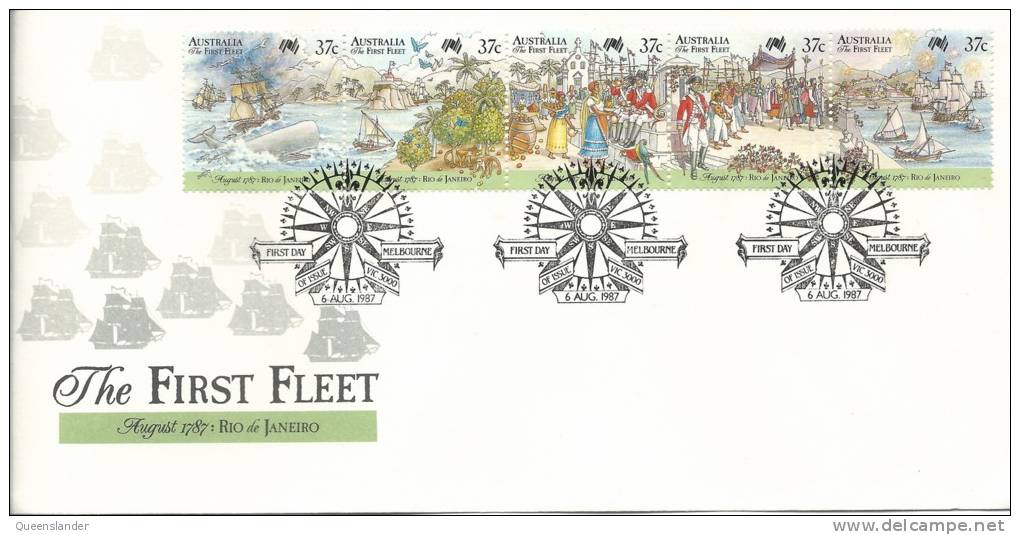 First Fleet Australian Bicentennial No 3 Of 5 Rio De Janeiro August  1787  FDI 6 Aug 1987  Melbourne Vic 3000 - Primo Giorno D'emissione (FDC)