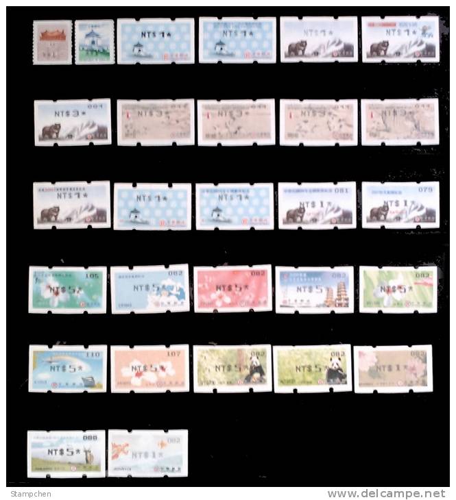 1995 - 2012 Simple Full Collection Of Taiwan ATM Frama Stamps 28 Pieces - Mezclas (max 999 Sellos)
