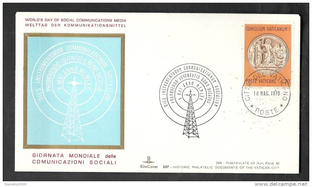 1970 VATICANO BUSTA SPECIALE GIORNATA DELLE COMUNICAZIONI SOCIALI - FDC