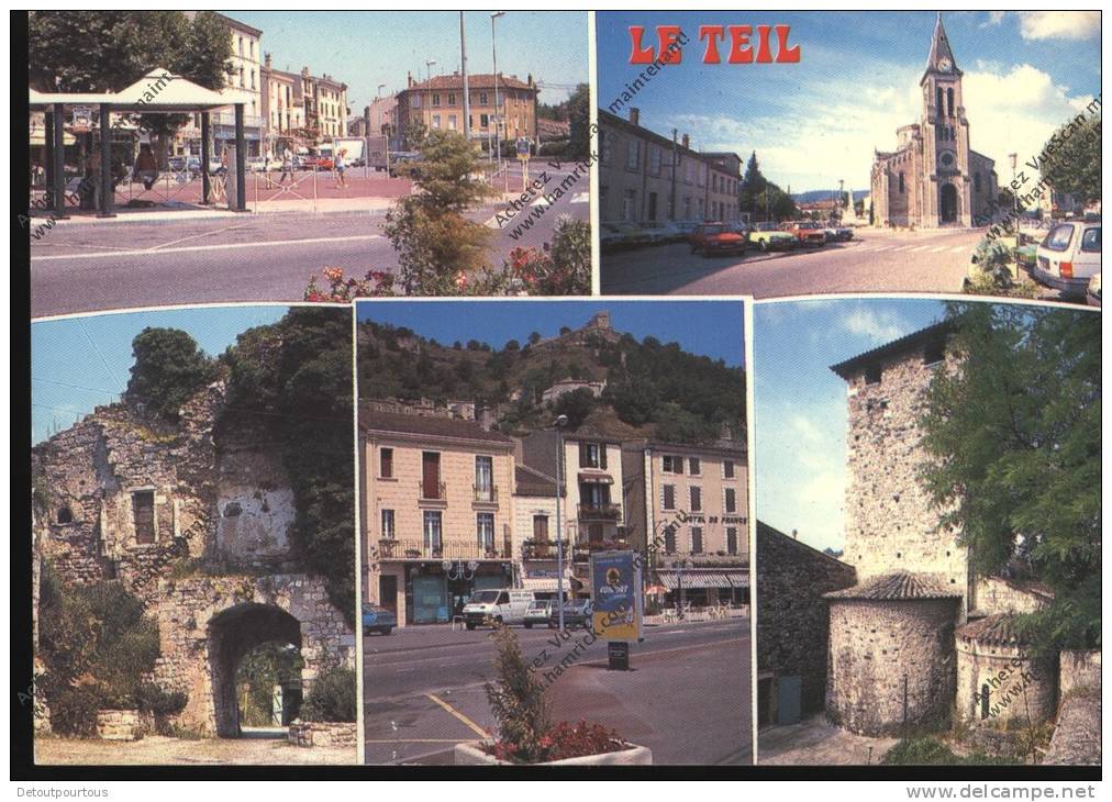 LE TEIL Ardèche 07 : Multivues Place Centre Ville église Hotel De France - Le Teil