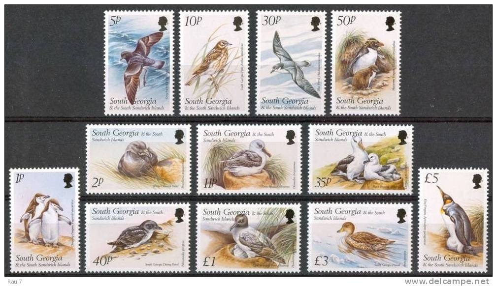 South Georgia 2002 - Faune, Oiseaux Divers, Pingouins - Série Courante - 12v Neufs*** (MNH) - Südgeorgien