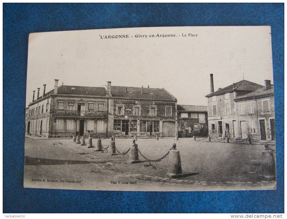 CPA....LARGONNE..GIVRY EN ARGONNE..LA PLACE..COMMERCE..ECRITE JUILLET 1916 - Givry En Argonne