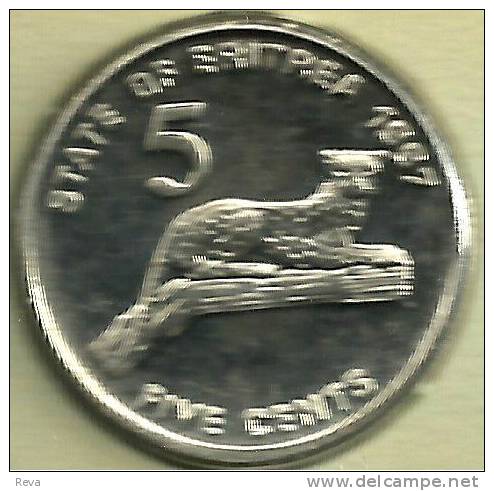 ERITREA 5 CENTS LEOPARD ANIMAL FRONT FLAG INDEPENDENCE 1991 BACK 1997 KM44 UNC READ DESCRIPTION CAREFULLY !!! - Eritrea