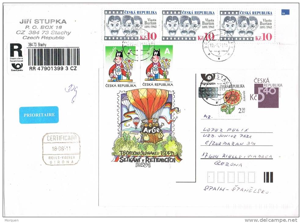 Carta Certificada STACHY (republica Checa) 2011. RARO Franqueo Entero Postal - Lettres & Documents