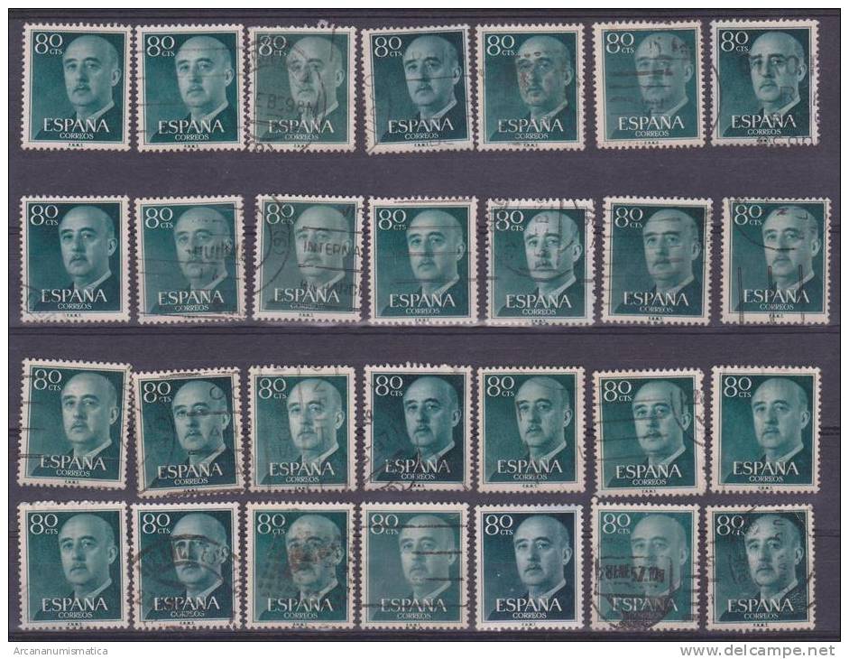 Lote De Sellos Usados / Lot Of Used Stamps   "GENERAL FRANCO 1955-56 EDIFIL 1152-  80 Céntimos"    S-1318 - Gebruikt