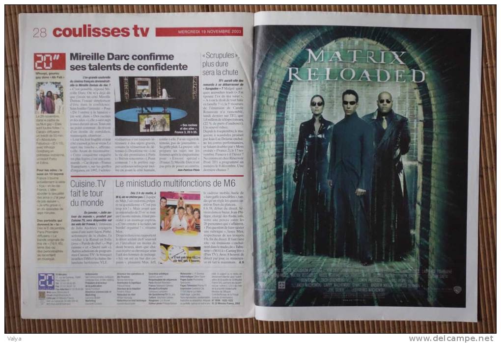 PUBLICITÉ Pour La Sortie Du DVD "MATRIX RELOADED" - Publicité Cinématographique