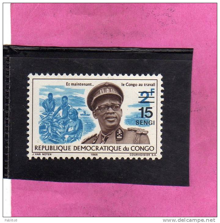 CONGO REPUBLIQUE 1968 1966 GENERAL MOBUTU SURCHARGED LABOUR - TRAVAIL - LAVORO MNH - Mint/hinged