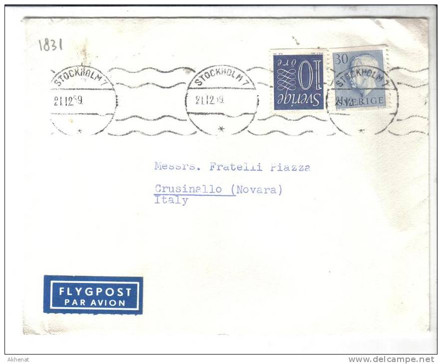 VER1831 - SVEZIA , Lettera Commerciale Per L' Italia Del 21/12/1959 - Cartas & Documentos