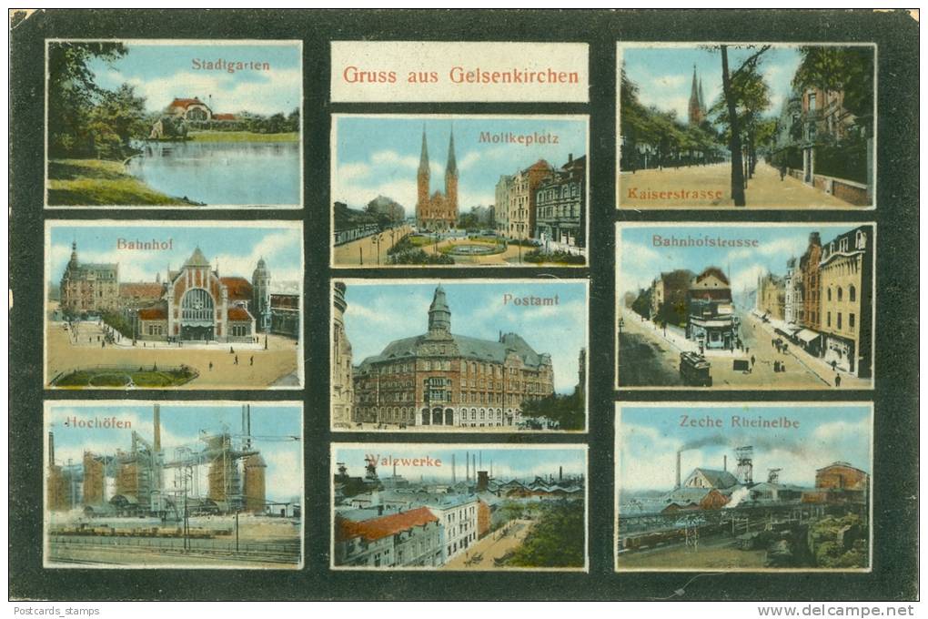Gelsenkirchen, AK Mit 9 Kl. Ansichten, Um 1910/20 - Gelsenkirchen