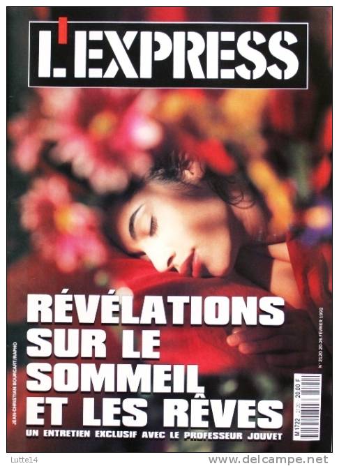 L´EXPRESS N°2120 Du 20-26/02/1992 - Révélations Sur Le Sommeil Et Les Rêves Avec Professeur Jouvet - Informations Générales