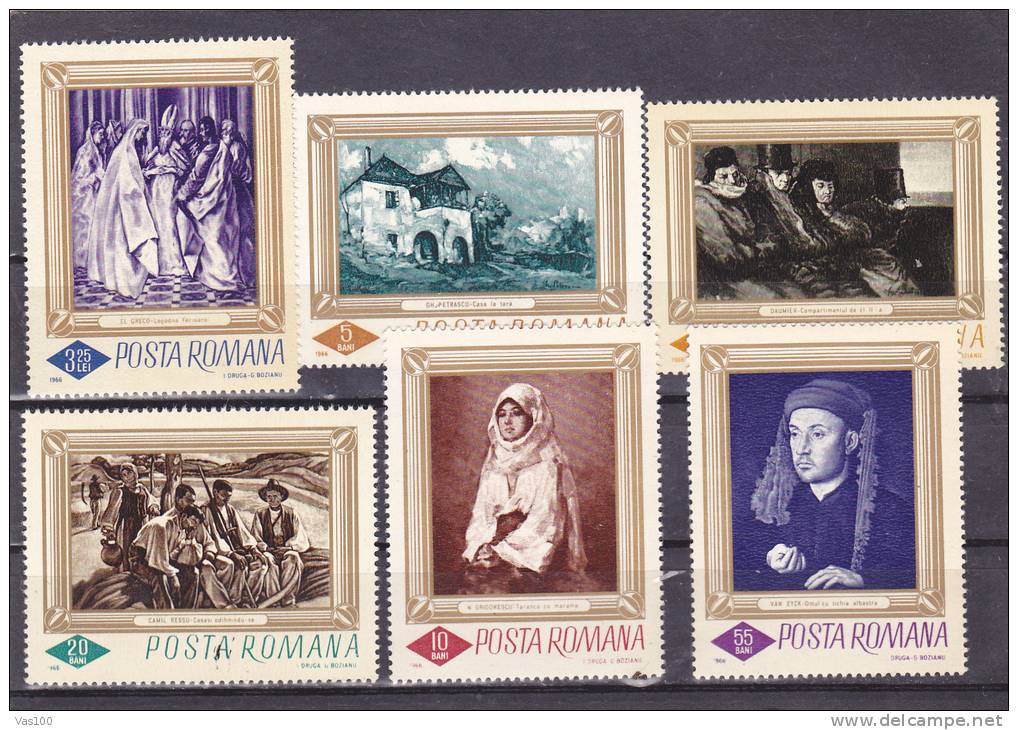 PEINTURE,1966, Yv.2248-53,Mi.2519-24,  **MNH ROUMANIA. - Unused Stamps